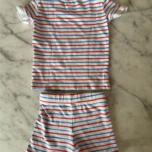 LAKE Pajamas, Striped Kids Pajamas Set - Red, Blue, and White, Size 18-24 months